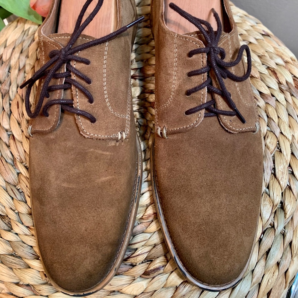 H&M brown suede derby shoes
